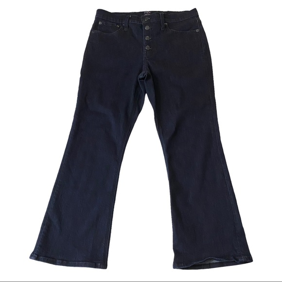 J. Crew Reimagined High-Rise Crop Flare Indigo Wash Denim Button-Fly Jeans 29x25